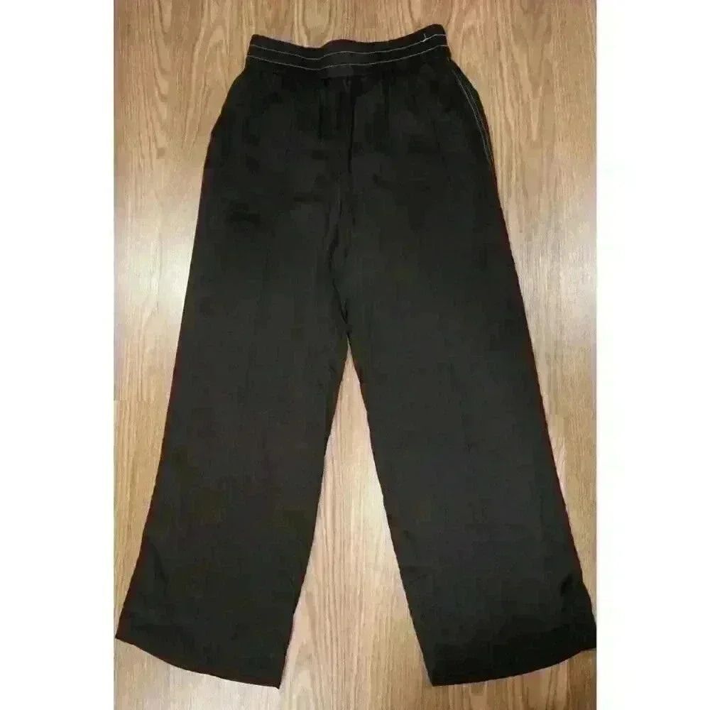 All Saints Women's Charli Silk Blend Trouser Black Pants, Size 2